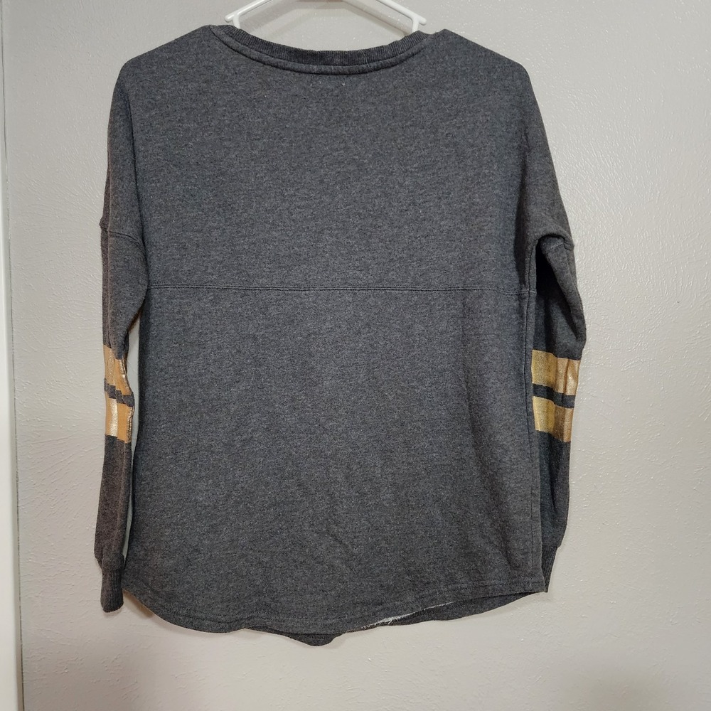 Live Love Dream Top Women's Size Small Gray with Metallic Gold Accents - Picture 2 of 8